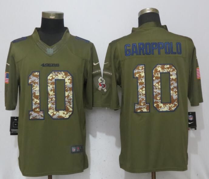 Men San Francisco 49ers #10 Garoppolo Green Salute To Service Nike Limited NFL Jerseys->chicago bears->NFL Jersey